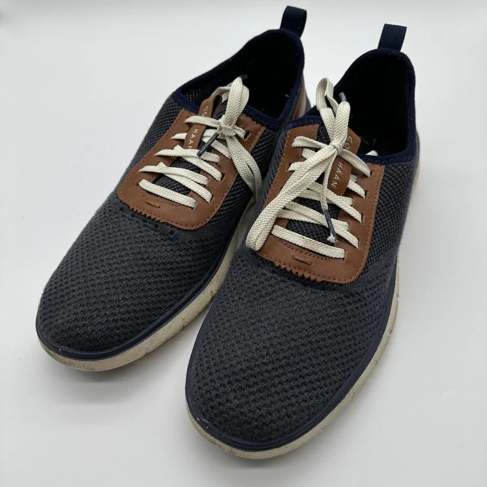 Cole Haan Zerogrand Shoes Mens 10 Blue Knit Lace Up Casual Sneakers Lightweight